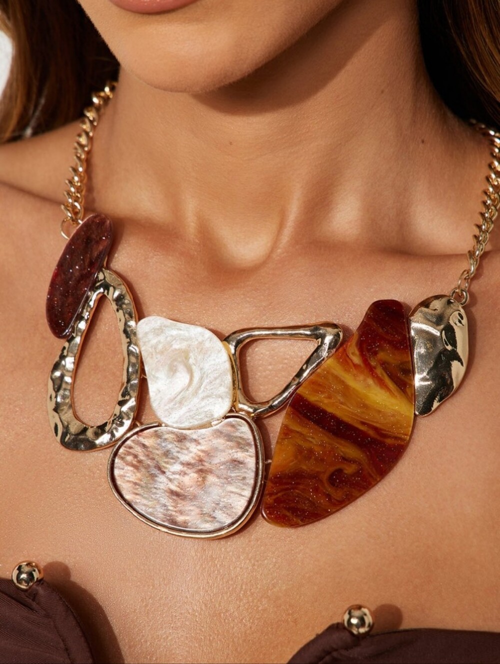 Gold-Tone Multicolor Chain Necklace - Elegant Women Jewelry #9